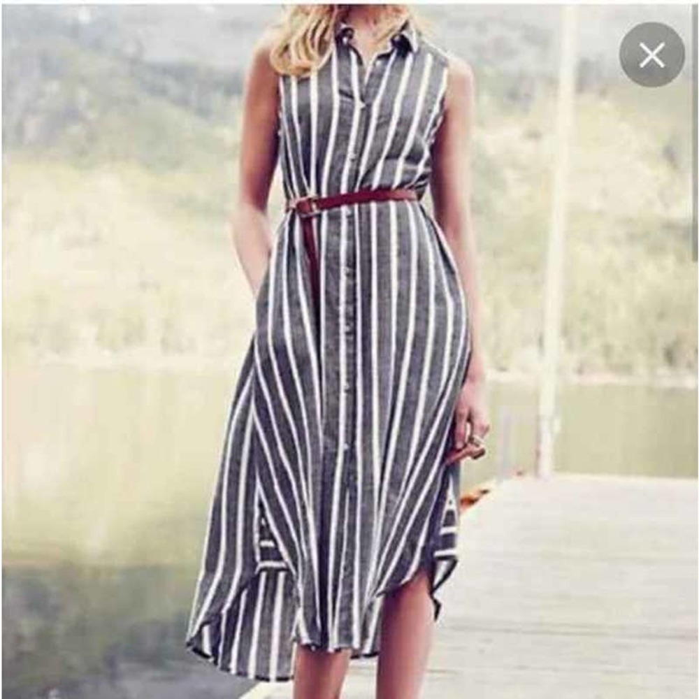 Anthropologie Holding Horses Sleeveless Striped Shirt Dress Size 0
